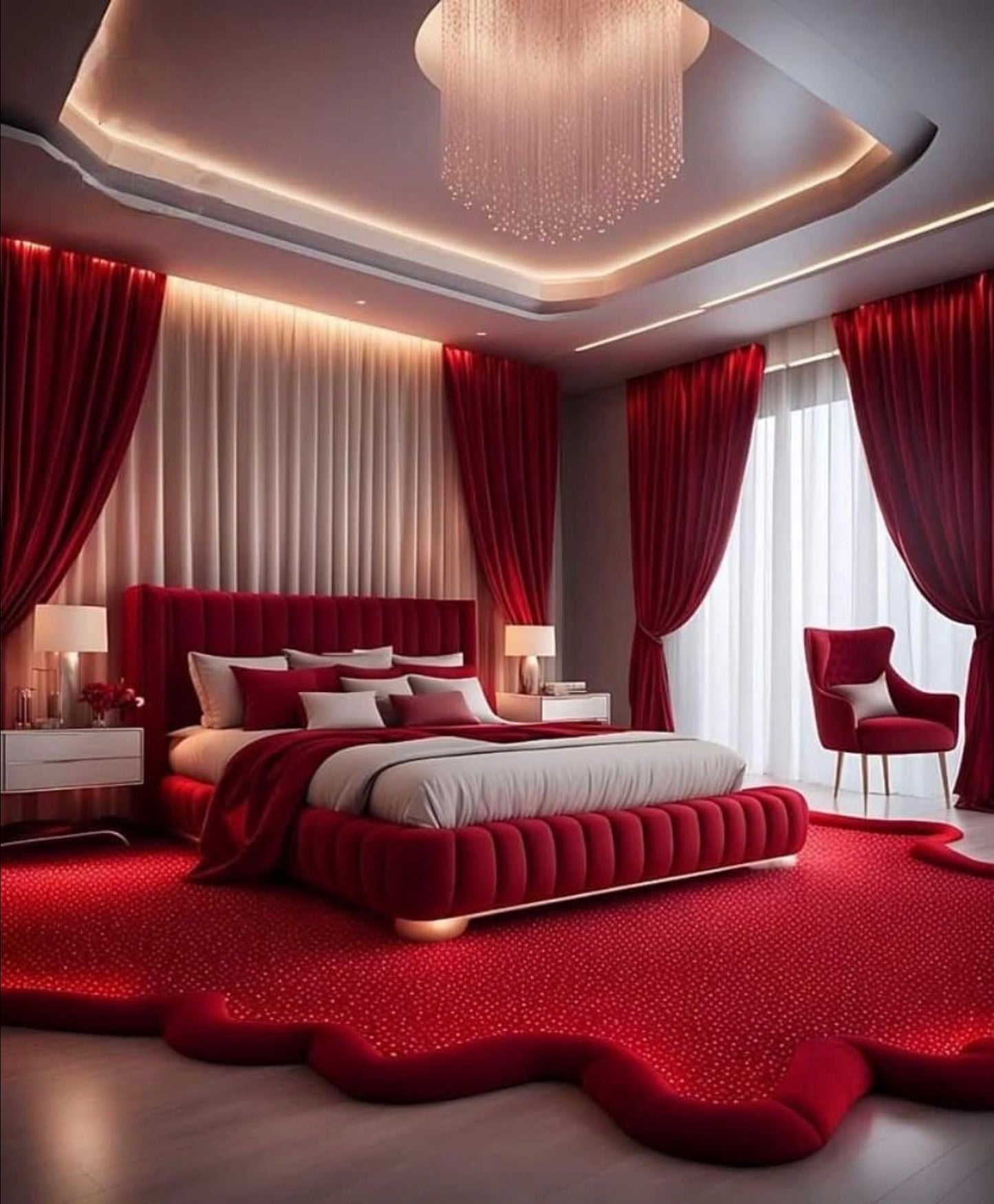 Crimson Luxe Bedroom