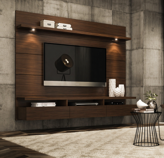 Walnut Floating TV Wall Unit